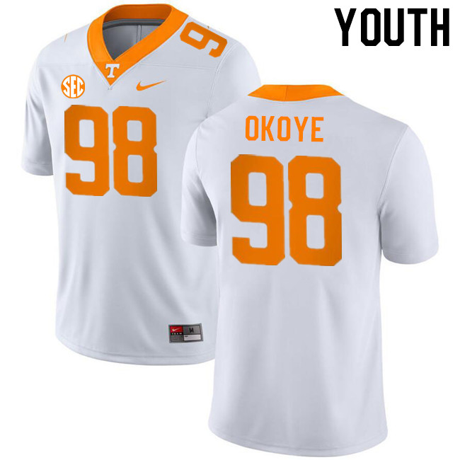 Youth #98 Emmanuel Okoye Tennessee Volunteers College Football Jerseys Stitched-White